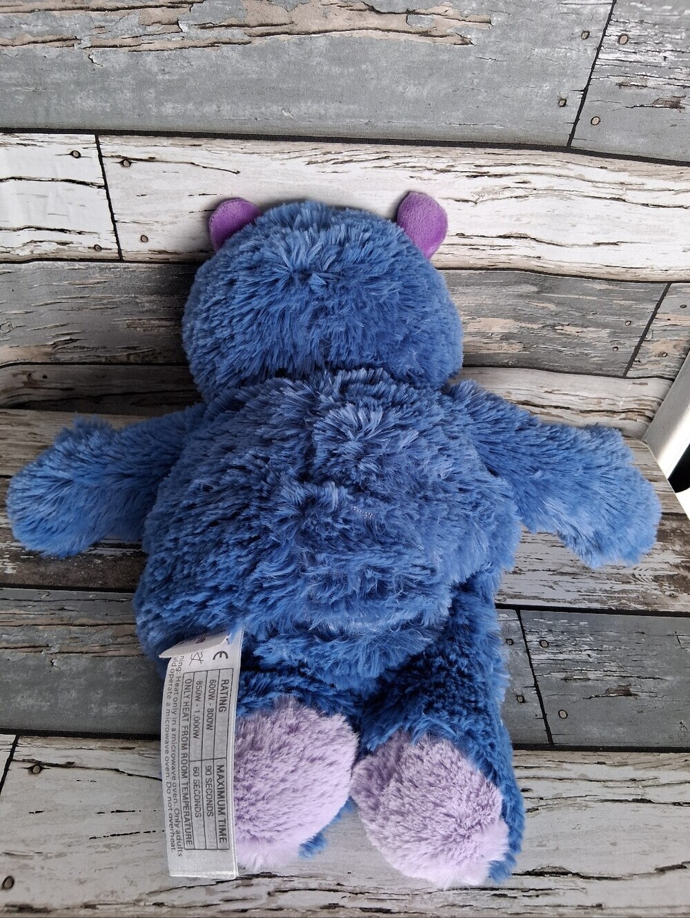 Warmies Blue Plush Monster Stuffed Animal with Purple Accents - Cozy Cuddly Toy - Picture 3 of 5